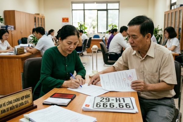 Quy định về công chứng hợp đồng mua bán xe biển số chứa số 6