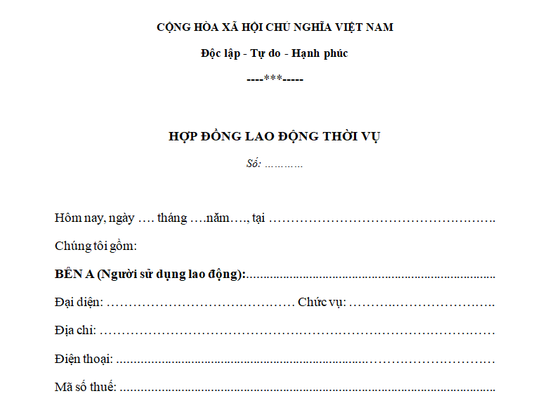 hợp đồng lao động thời vụ