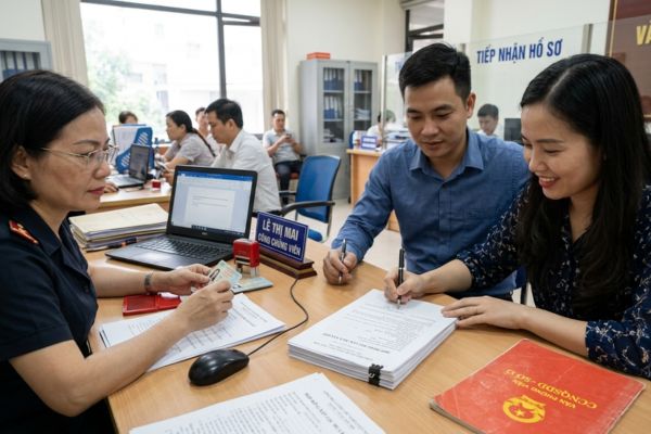 Công chứng hợp đồng đặt cọc mua đất của vợ chồng