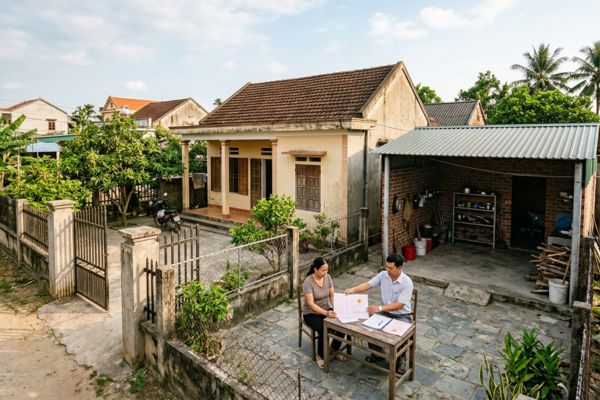 Mua nhà đất có sổ đỏ nhưng đất có công trình phụ trợ