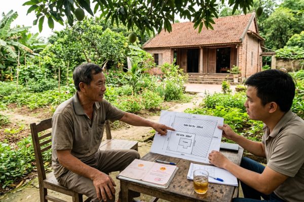 Bán nhà có sân vườn rộng chưa cấp sổ Xử lý phần diện tích đất dôi dư khi công chứng