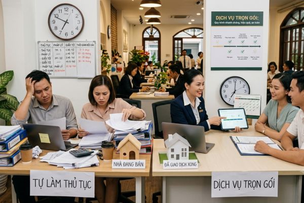 So sánh tốc độ xử lý hồ sơ bán nhà giữa thủ tục tự làm và qua dịch vụ trọn gói