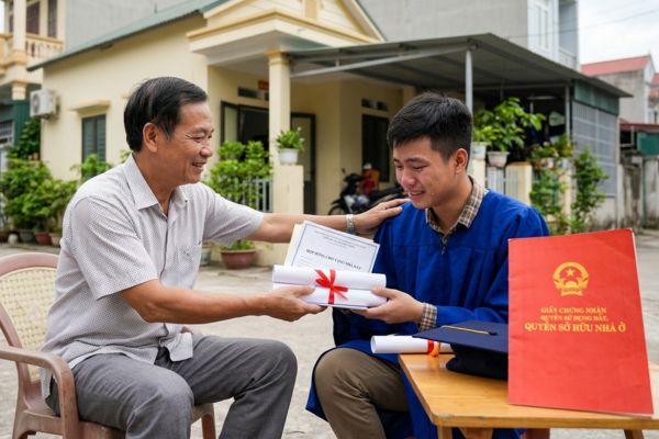 Cho tặng nhà đất kèm điều kiện người nhận phải hoàn thành chương trình đại học
