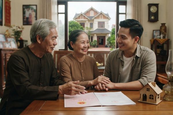 Tặng cho nhà đất cho con nhưng cài điều khoản "tài sản quay về cho bố mẹ nếu con chết trước": Có hợp pháp?