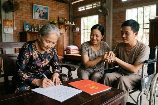 Tặng cho nhà đất có kèm nghĩa vụ chăm sóc người tàn tật trong gia đình