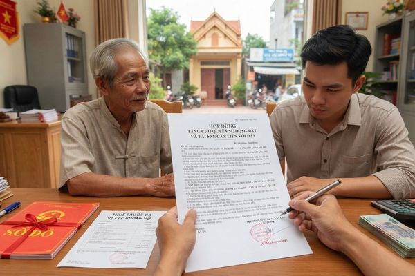Tặng cho nhà đất có kèm thỏa thuận người nhận phải trả các khoản nợ thuế của bên tặng cho