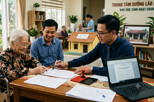 Thủ tục công chứng tặng cho nhà đất cho người đang sinh sống tại trung tâm dưỡng lão