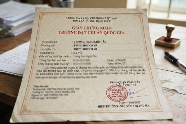 Chứng thực bản sao Giấy chứng nhận đạt chuẩn quốc gia của trường học