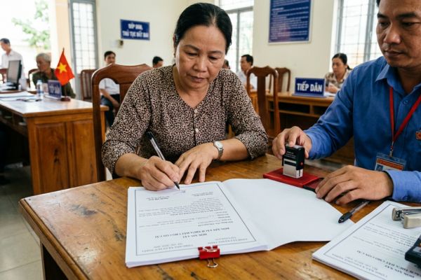 Chứng thực chữ ký trên đơn xin tách thửa đất cho con cái