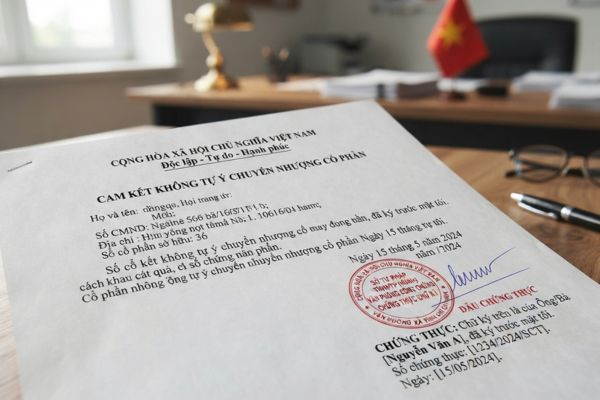 Chứng thực chữ ký trên giấy cam kết không tự ý chuyển nhượng cổ phần