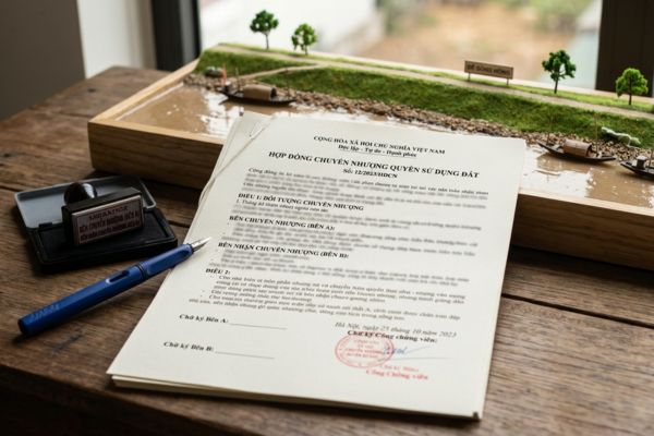 Hợp đồng chuyển nhượng đất đai nằm trong vành đai bảo vệ đê điều