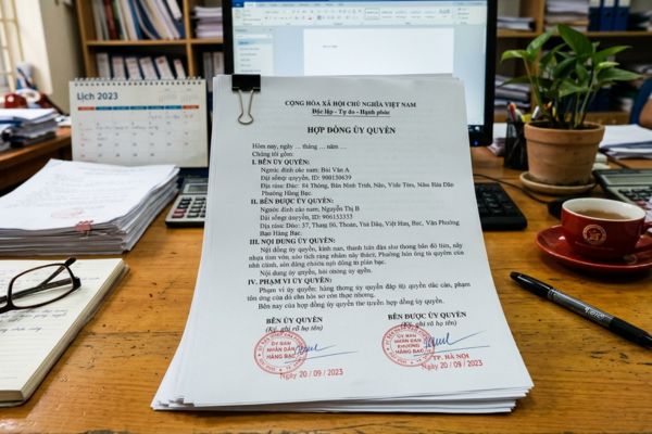 Hợp đồng ủy quyền thay mặt nộp phạt vi phạm trật tự xây dựng