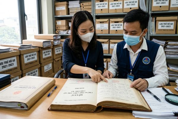 Kiểm tra sổ lưu trữ chứng thực chữ ký tại VPCC để làm bằng chứng tại Tòa